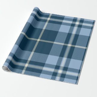 Papier Cadeau Noël Tartan Bleu