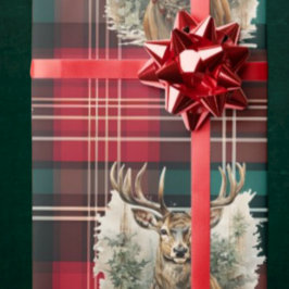 Papier Cadeau Noël Tartan Reindeer