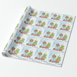 Papier Cadeau Noël Teddy Bear Couple avec cadeau