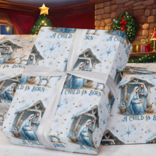 Papier Cadeau Noël Texte Personnalisé Jésus Enfant Nativité