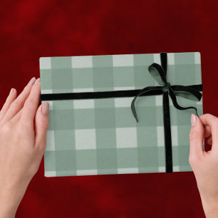 Papier Cadeau Noël traditionnel vert - Carreau rayure
