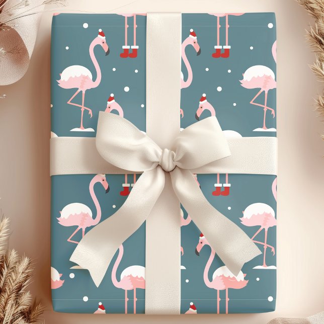 Papier Cadeau Noël Tropical Flamant Rose (Créateur téléchargé)