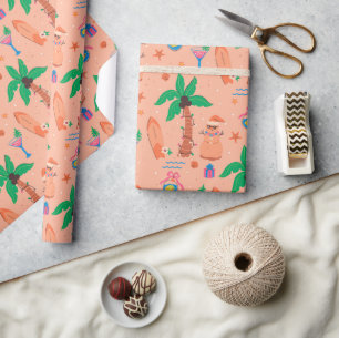 Papier Cadeau Noël tropical sur la plage en juillet
