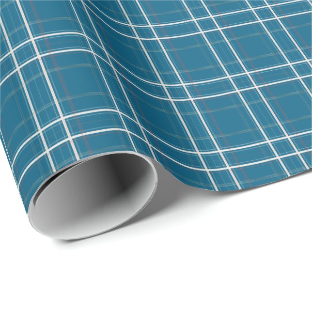 Papier Cadeau Noël Turquoise classique Plaid Cabine confortable (Coin rond)