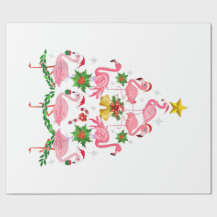 Papier Cadeau Noël - Un joli sapin de Noël Flamant rose