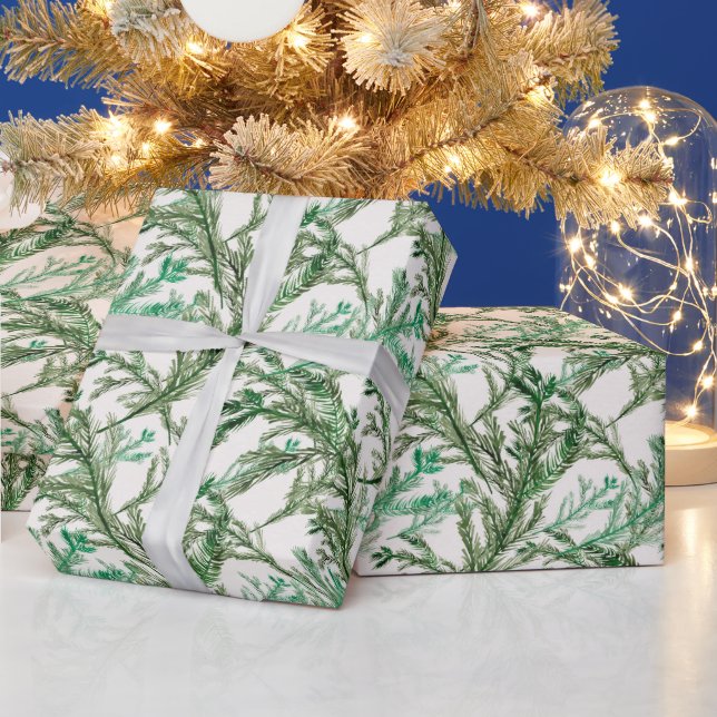 Papier Cadeau Noël Vacances d'aquarelle pin fête (Vacances)
