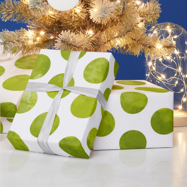 Papier Cadeau Noël Vacances Green Polka Dot cadeau moderne (Vacances)