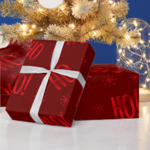 Noël Vacances Ho Ho Rouge papier à envelopper