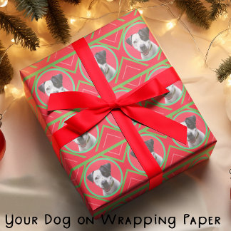 Papier Cadeau Noël Vert et Rouge avec Votre Photo