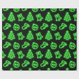Papier Cadeau Noël vert néon sur noir