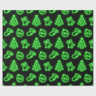 Papier Cadeau Noël vert néon sur noir