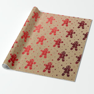 Papier Cadeau Noël Vin rouge Pain d'épices Homme Kraft