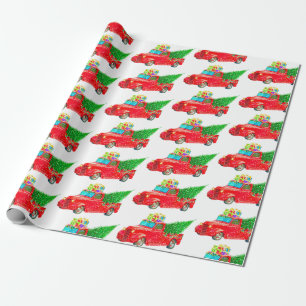 Papier Cadeau Noël vintage Red Truck