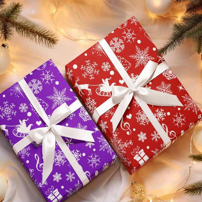Papier Cadeau Noël Violet Violet Motif de vacances (Créateur téléchargé)