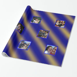 Papier Cadeau Noël Wavy Motif Gold & Blue 8 Photos