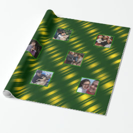 Papier Cadeau Noël Wavy Motif Gold & Green 8 Photos