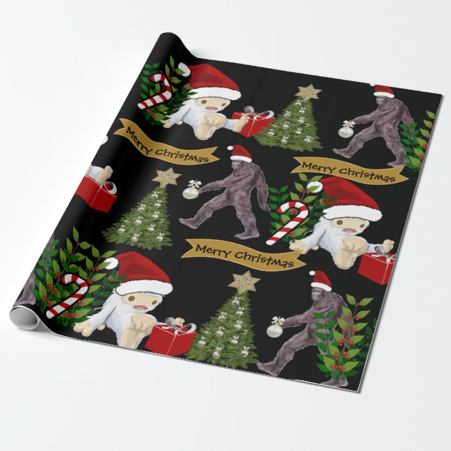Papier Cadeau Noël Yeti et Bigfoot (Déroulé)
