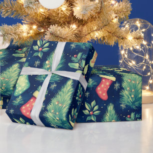 Papier Cadeau Noëls Arbres Berries Noël