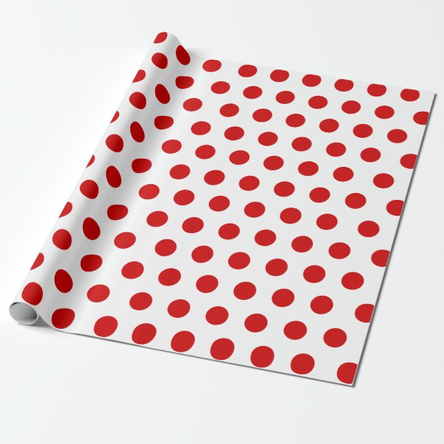 Papier Cadeau Noeud blanc et rouge médium Polka Point Christmas (Déroulé)