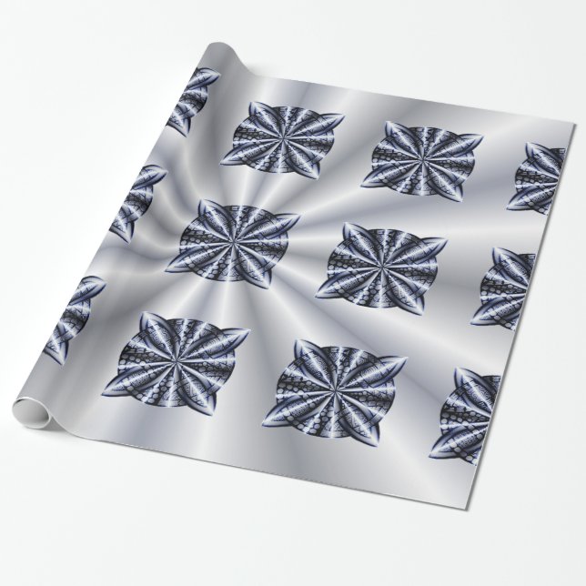 Papier Cadeau Noeud celtique bleu métallique (Déroulé)