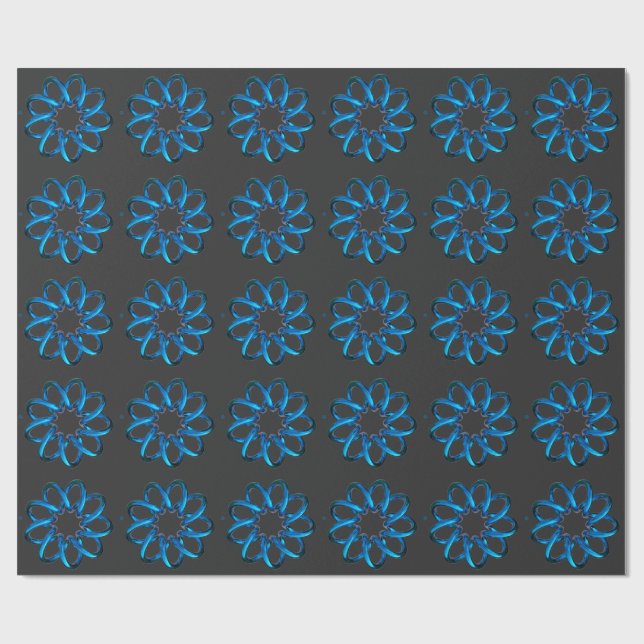 Papier Cadeau Noeud en métal bleu (Plat)