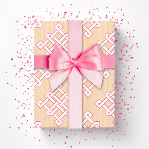 Papier Cadeau Nœud infini diamanté rose et orange