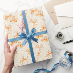 Papier Cadeau Nœuds Anniversaire Orange Pêche