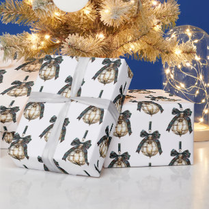 Papier Cadeau Noeuds bleus Ornements Noël