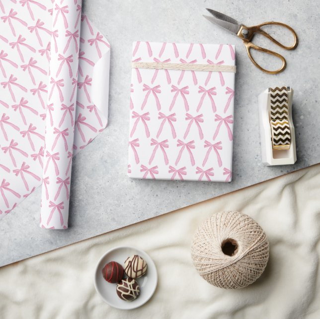 Papier Cadeau Nœuds Ruban Rose Mignon Motif (Artisanat)
