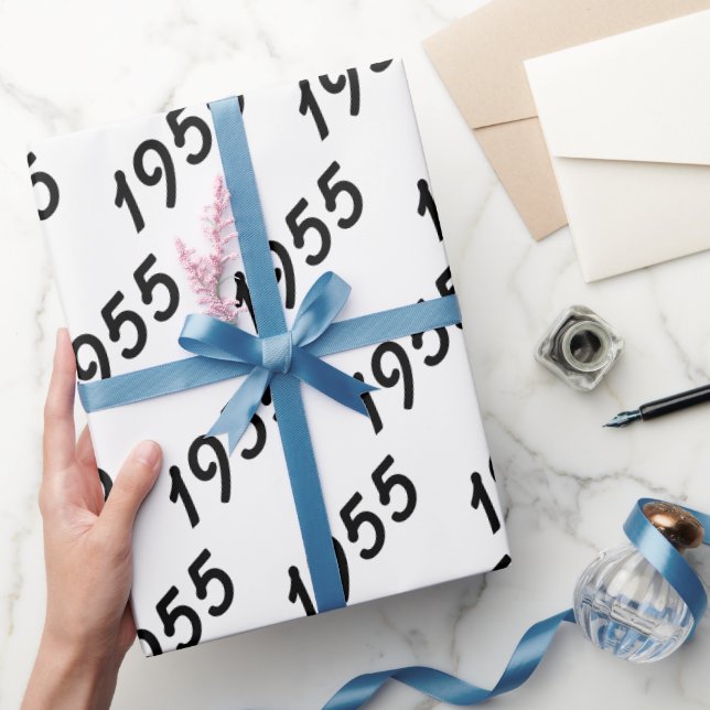 Papier Cadeau noir 1955 Anniversaire texte sur blanc (Cadeaux)