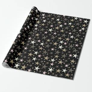 Papier Cadeau noir, argent, brillant, brillant, étoile, couleur,