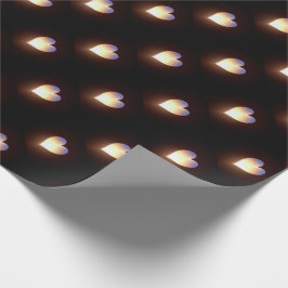 Papier Cadeau Noir avec la flamme de coeur