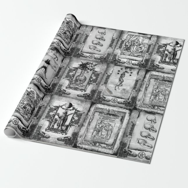 Papier Cadeau Noir/blanc de papier d'emballage de manuscrit de (Déroulé)