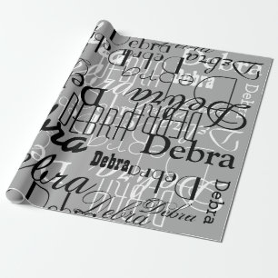 Papier Cadeau noir / blanc / gris personnalisé motif de noms