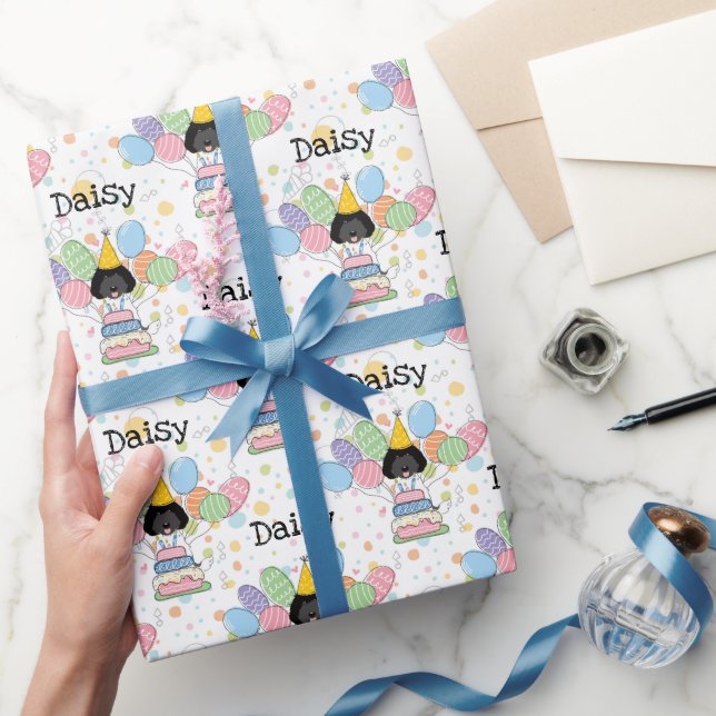 Papier Cadeau Noir Blanc Labradoodé Chien Anniversaire (Cadeaux)