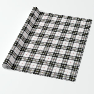 Papier Cadeau Noir Blanc Rétro Noël Nouvel An Tartan Carreaux