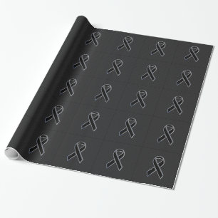 Papier Cadeau Noir Chrome Style Ribbon Sensibilisation