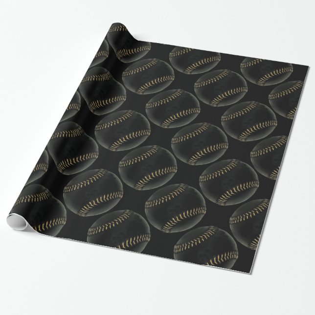Papier Cadeau noir de baseball (Déroulé)