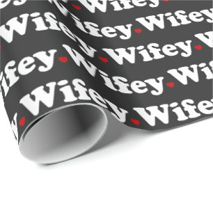 Papier Cadeau Noir de typographie de Wifey