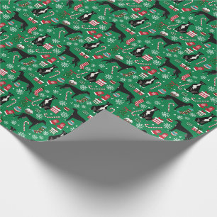 Papier Cadeau Noir et blanc Chien gris Noël