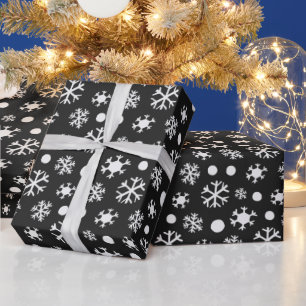 Papier Cadeau Noir et blanc Flèches de neige modernes Noël
