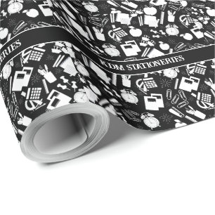 Papier Cadeau noir et blanc Fournitures scolaires Motif