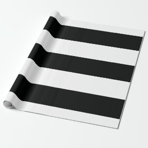 Papier Cadeau (Noir et blanc horizontal) personnalisable rayé