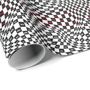 Papier Cadeau Noir et blanc Moderne Retro À damiers dénaturé