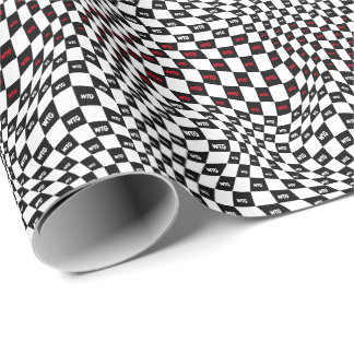 Papier Cadeau Noir et blanc Moderne Retro À damiers dénaturé