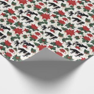 Papier Cadeau Noir et blanc Noël Holstein Vaches laitières Flora