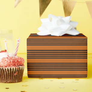 Papier Cadeau Noir et brûlé orange cinq bandes motif