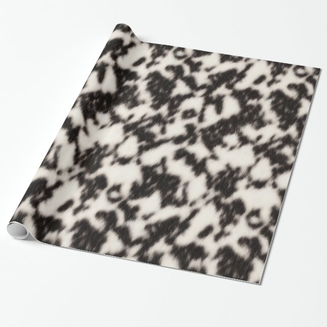 Papier Cadeau Noir et Crème Blanc Faux Fourrure animale (Déroulé)