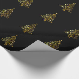 Papier Cadeau Noir et or brillant Noël Design Treet