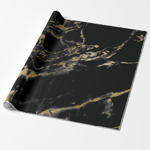 Papier Cadeau Noir et papier de marbre d'emballage cadeau d'or